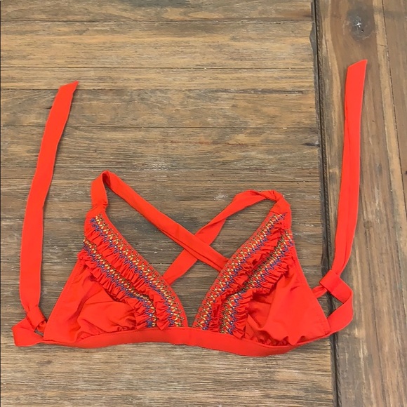 Lucky Brand Other - Lucky Brand Orange Tie Bikini Top Boho
